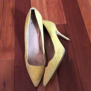 JCREW yellow snake print heels w/dust bag
